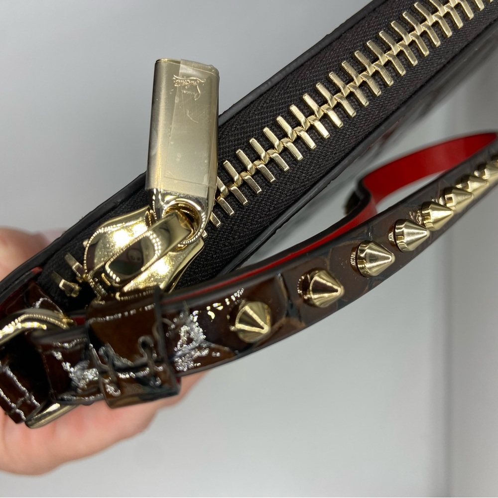 Christian Louboutin Cabata Croc Embossed Soft Pouch Spike Wristlet Mini - Picture 6 of 16